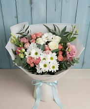 Букет цветов из:  Розы, Лизиантусы и Хризантемы в Хрущево