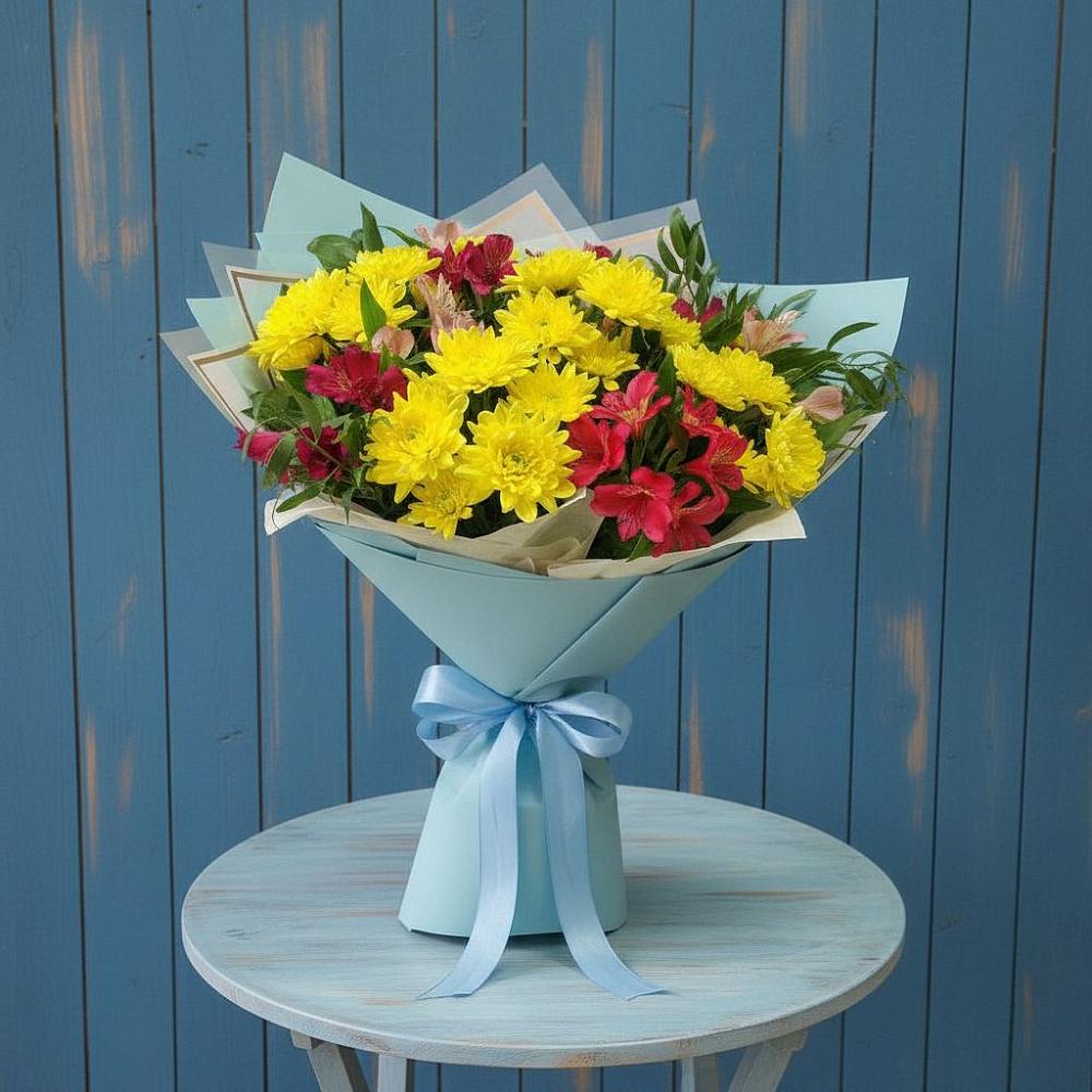 Букет цветов из: Альстромерии и Хризантемы в Хрущево
