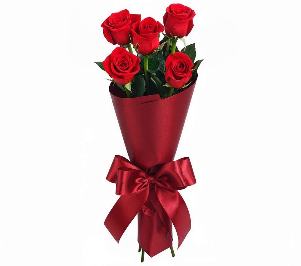 Букет 5 Красных роз Эдлесс Лав в Хрущево