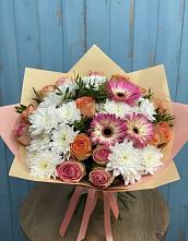 Букет цветов из:  Розы, Герберы и Хризантемы в Хрущево