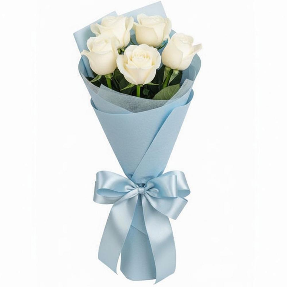 Букет 5 Белых роз Проуд в Хрущево