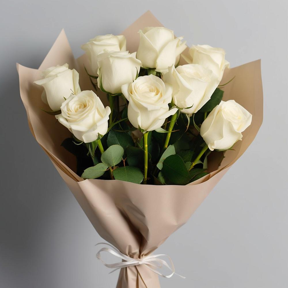 Букет 9 Белых роз Эдлесс Лав в Хрущево