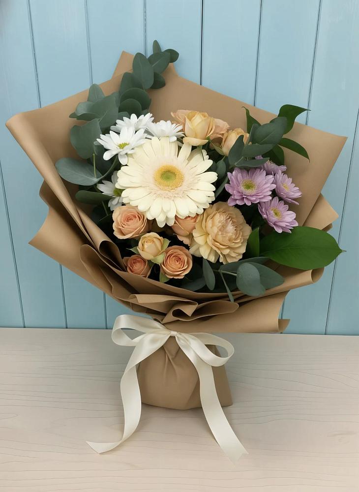 Букет цветов из: Герберы и Хризантемы в Хрущево