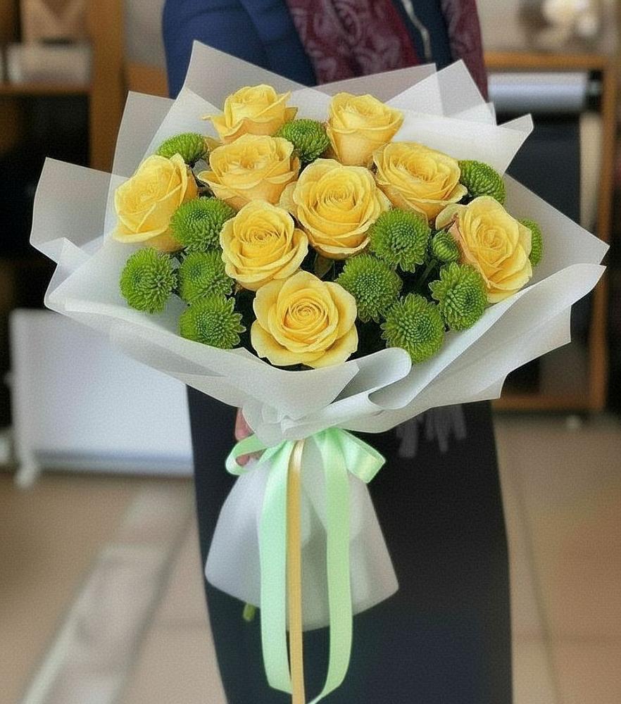 Букет цветов из: Хризантемы и Розы в Хрущево