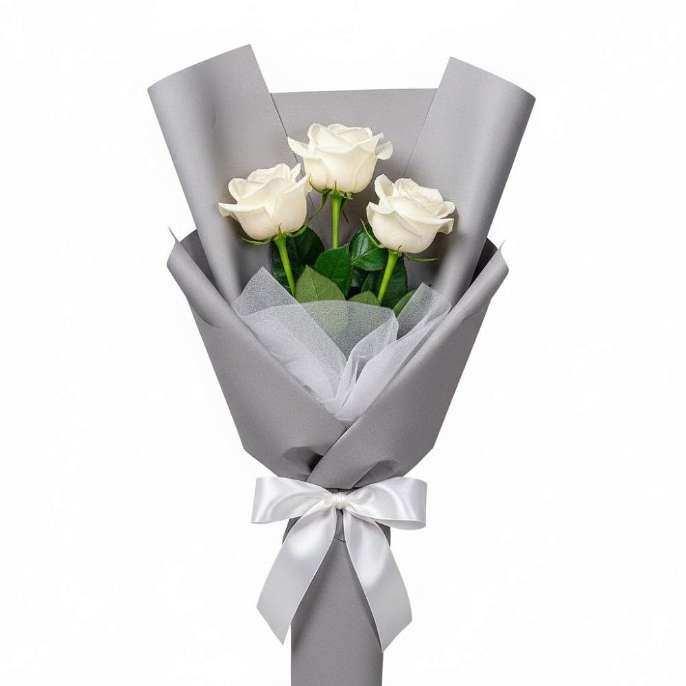 Букет 3 белые розы в Хрущево