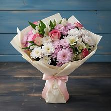 Букет цветов из:  Хризантемы, Альстромерии и Розы в Хрущево