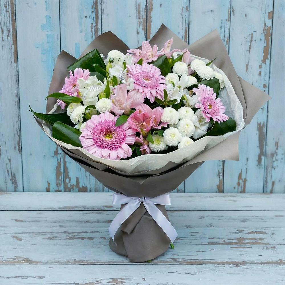 Букет цветов из: Герберы, Альстромерии и Хризантемы в Хрущево