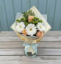 Букет цветов из:  Герберы, Розы и Хризантемы в Хрущево